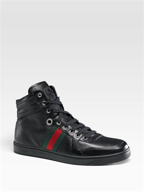 gucci size 11 tennis shoes black leather|authentic Gucci sneakers for men.